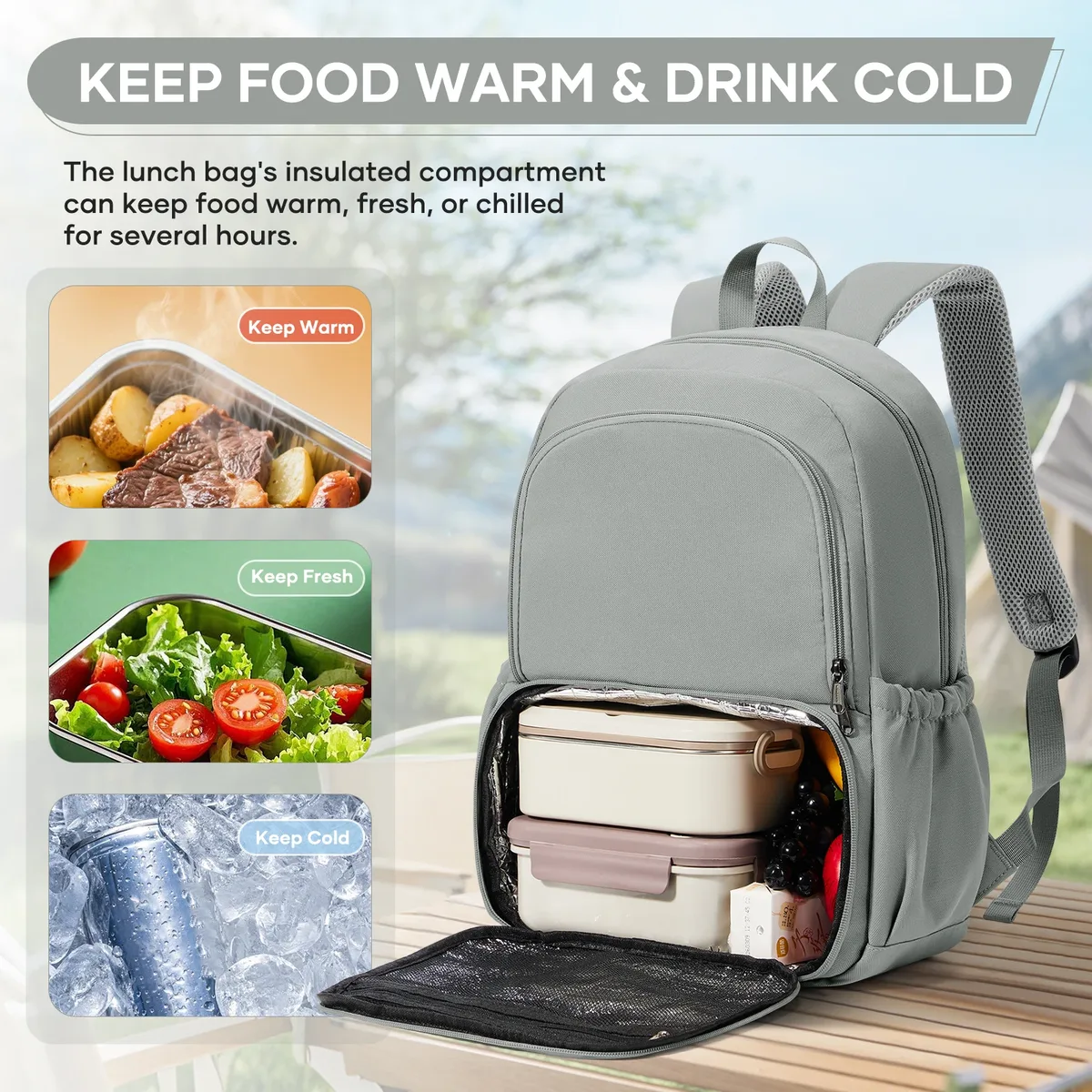 sac à dos isotherme pour déjeuner, sac à dos scolaire pour garçons, sacs à dos thermiques avec compartiment pour déjeuner, pour l'école, le bureau, les pique-niques et les voyages
