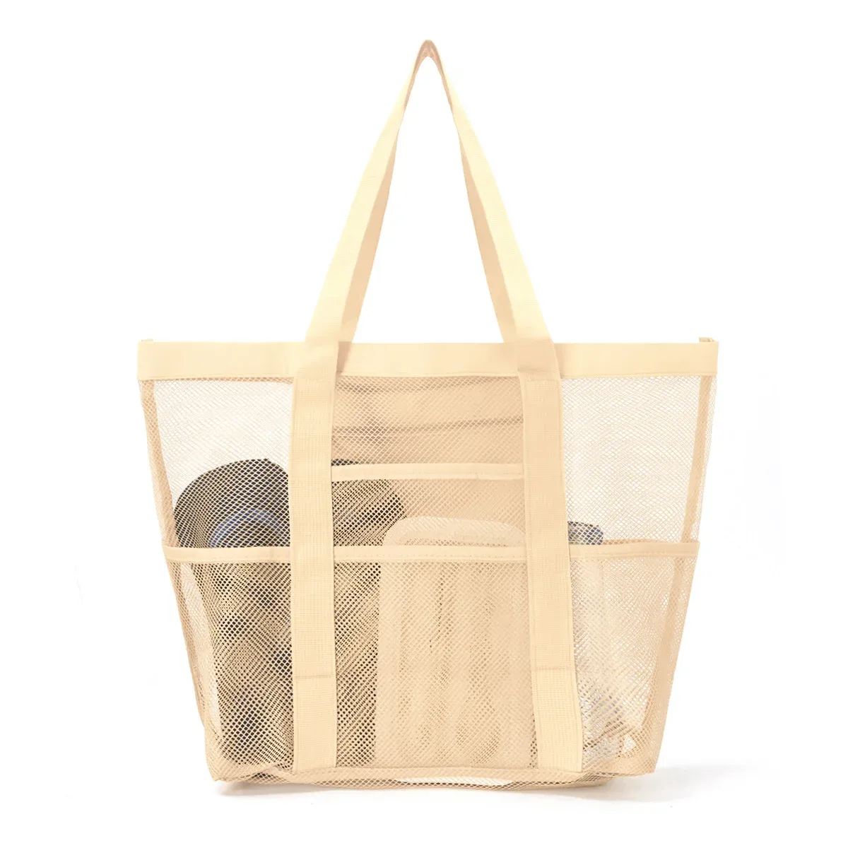 sac fourre-tout en maille respirante multi-poches de grande capacité, à séchage rapide, sac de rangement multi-compartiments pour articles de sport et de natation