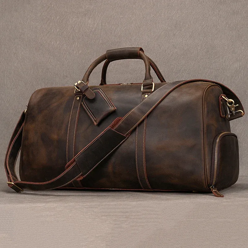 sacs à main en cuir vintage pour hommes, bagages à main de voyage, sacs fourre-tout d'affaires, cadeau de créateur de marque, mode