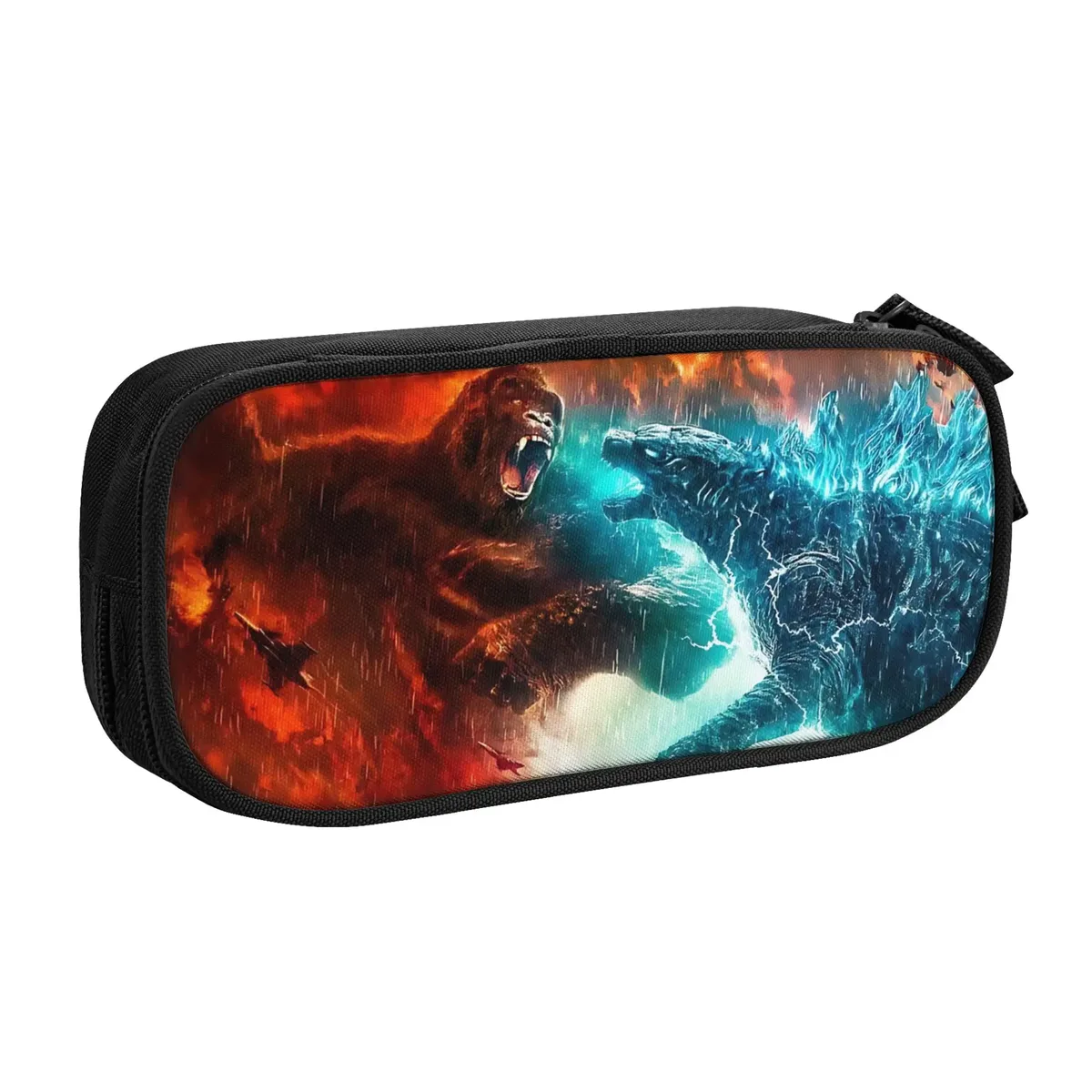 pochette voyage motif godzilla imprimé bleu noire polyester grande capacité organisation stylos crayons étudiants utilisation courante transport documents scolaire