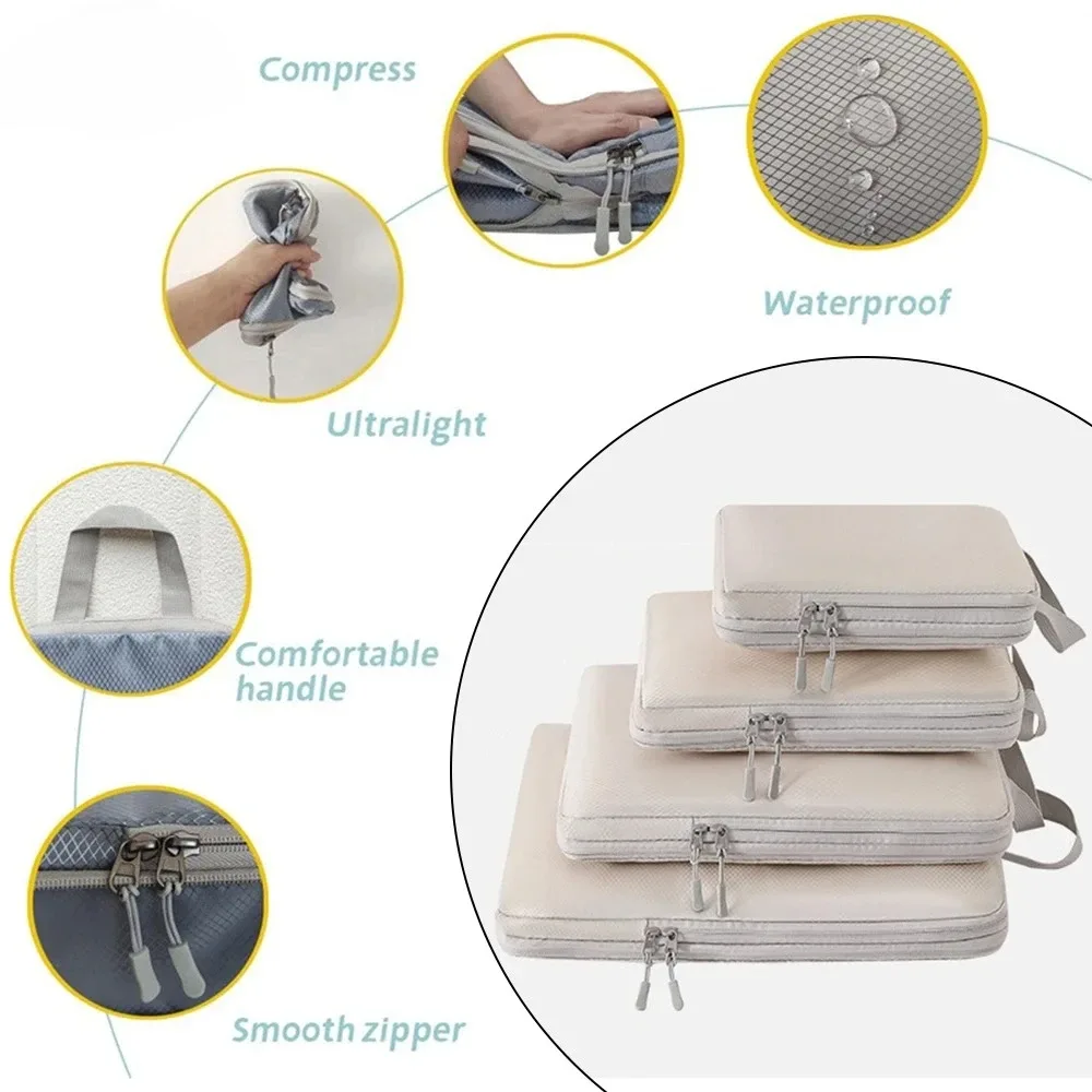 ensemble/6 pièces emballage compressible sac de rangement de voyage cubes valise étanche en nylon portable avec sac à main organisateur de bagages