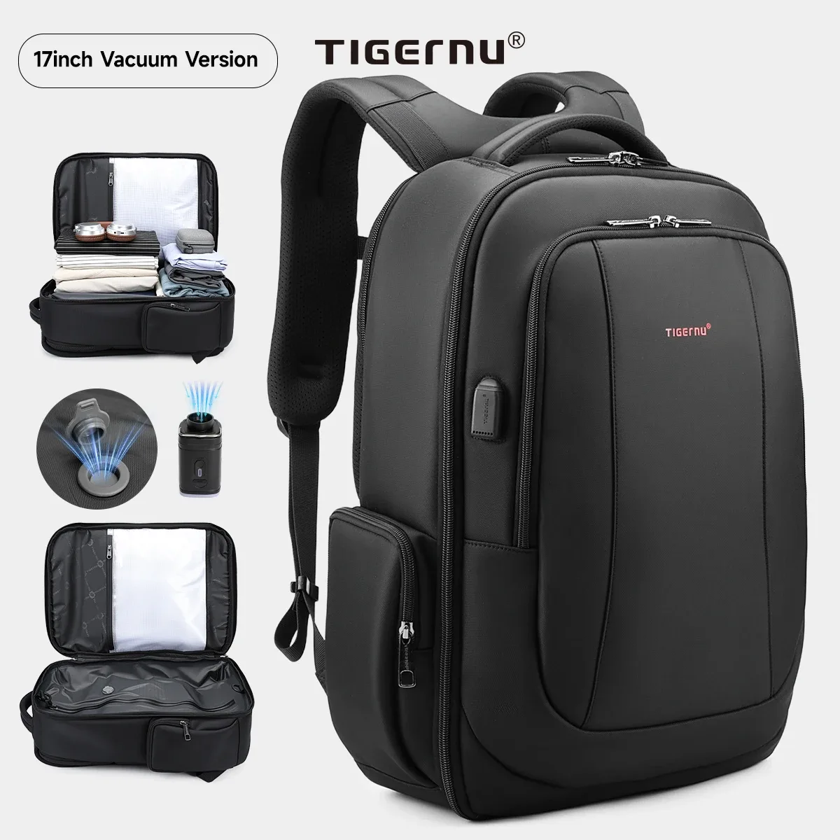 tigernu sacs à dos de voyage sac à dos sous vide 14 15.6 17.3 pouces sac à dos pour ordinateur portable pour sac à dos scolaire hommes cartable sac à dos de compression