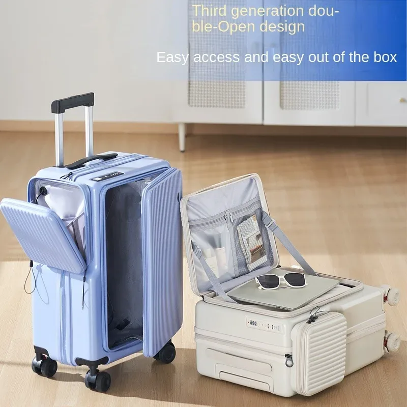 nouvelle valise de voyage à double ouverture 20 pouces, valise cabine extensible multifonctionnelle, bagage anti-explosion avec fermeture éclair 22-26 pouces