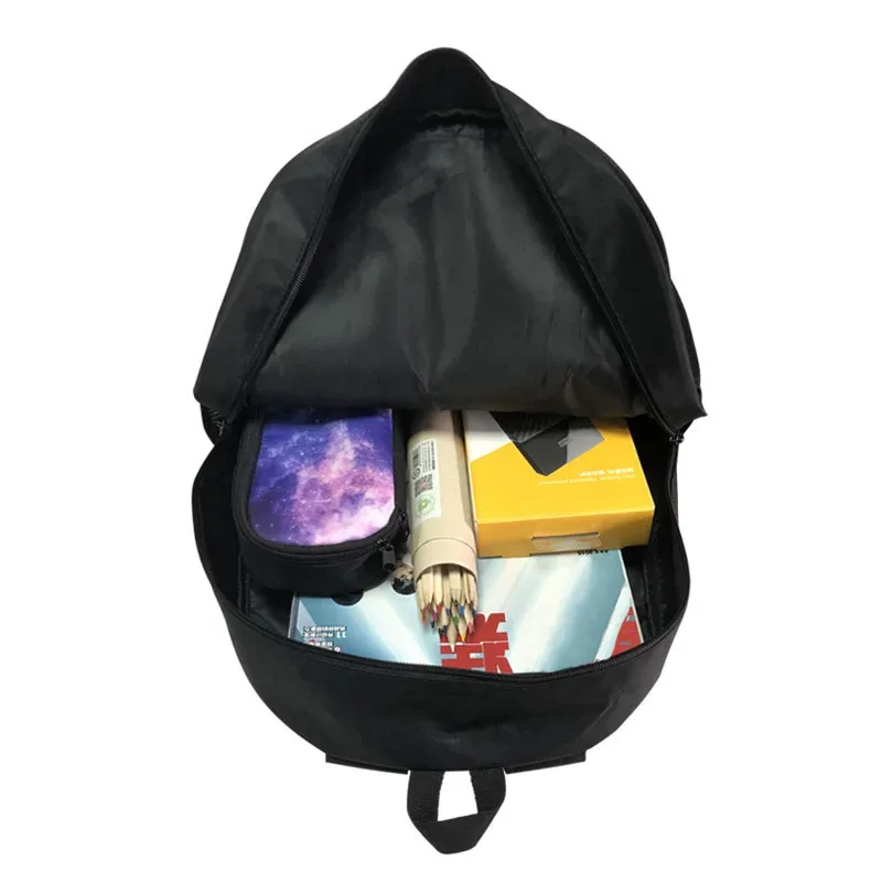 sac dos polyester hommes imprimés animaux noir lion or couronne nuages éclairs chat nuit livres objet voyage école léger bandoulière arquée