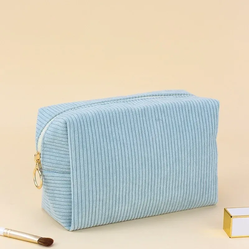 nouveau sac de maquillage octogonal en velours côtelé pour femmes, sac de rangement portable de grande capacité, trousse de toilette de voyage ms04