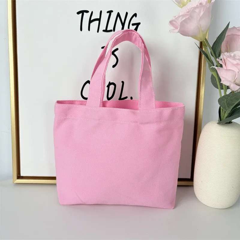 sac fourre-tout en toile de style coréen, sacs de shopping simples de couleur unie, petits sacs à la mode pour le shopping quotidien, sac à main pliable décontracté