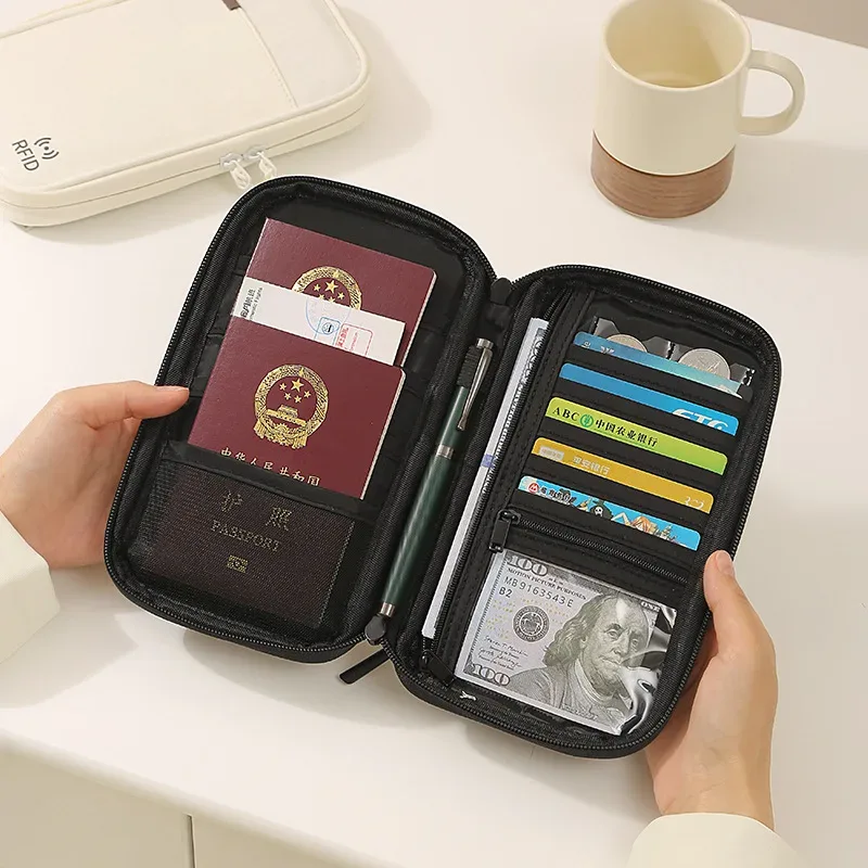 nouveau sac à passeport multifonctionnel, sac de rangement domestique imperméable, sac portable pour cartes d'identité et billets, portefeuille de voyage pour passeport