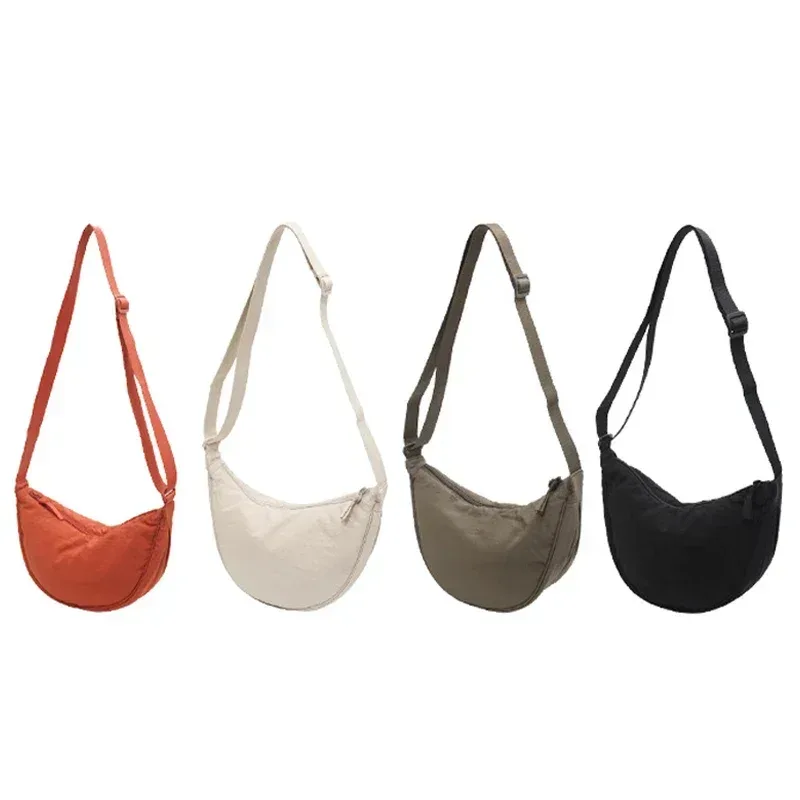 sac à bandoulière en nylon grande capacité pour femme, style décontracté, couleur unie, idéal pour les voyages et les trajets quotidiens, design simple