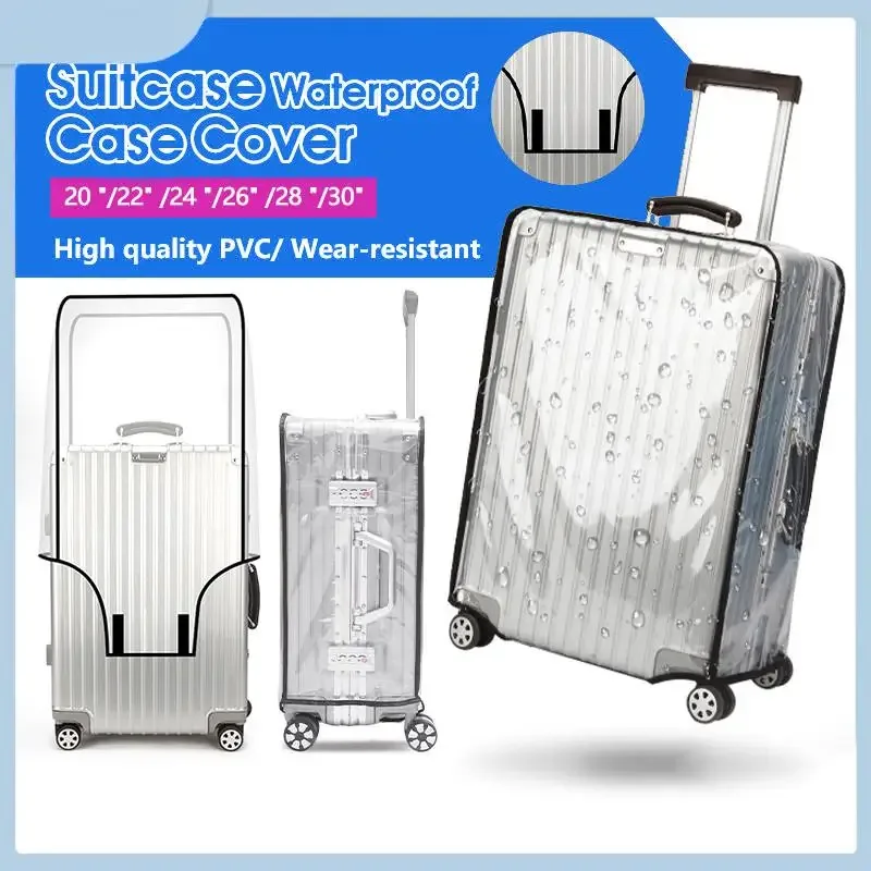 housse de bagage transparente de voyage, imperméable et anti-poussière, en pvc, résistante à l'usure, convient aux valises de 20 à 30 pouces