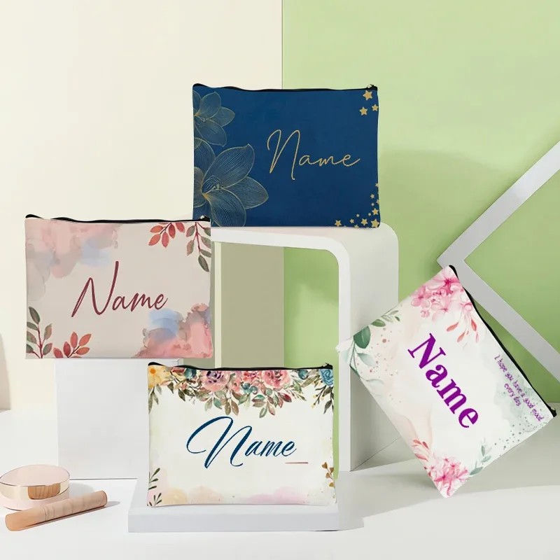 trousse de maquillage personnalisée pour femmes, pochette de rangement simple et fraîche, cadeau pour enseignant(e) ou étudiant(e), trousse à crayons pour femme, sacs de maquillage