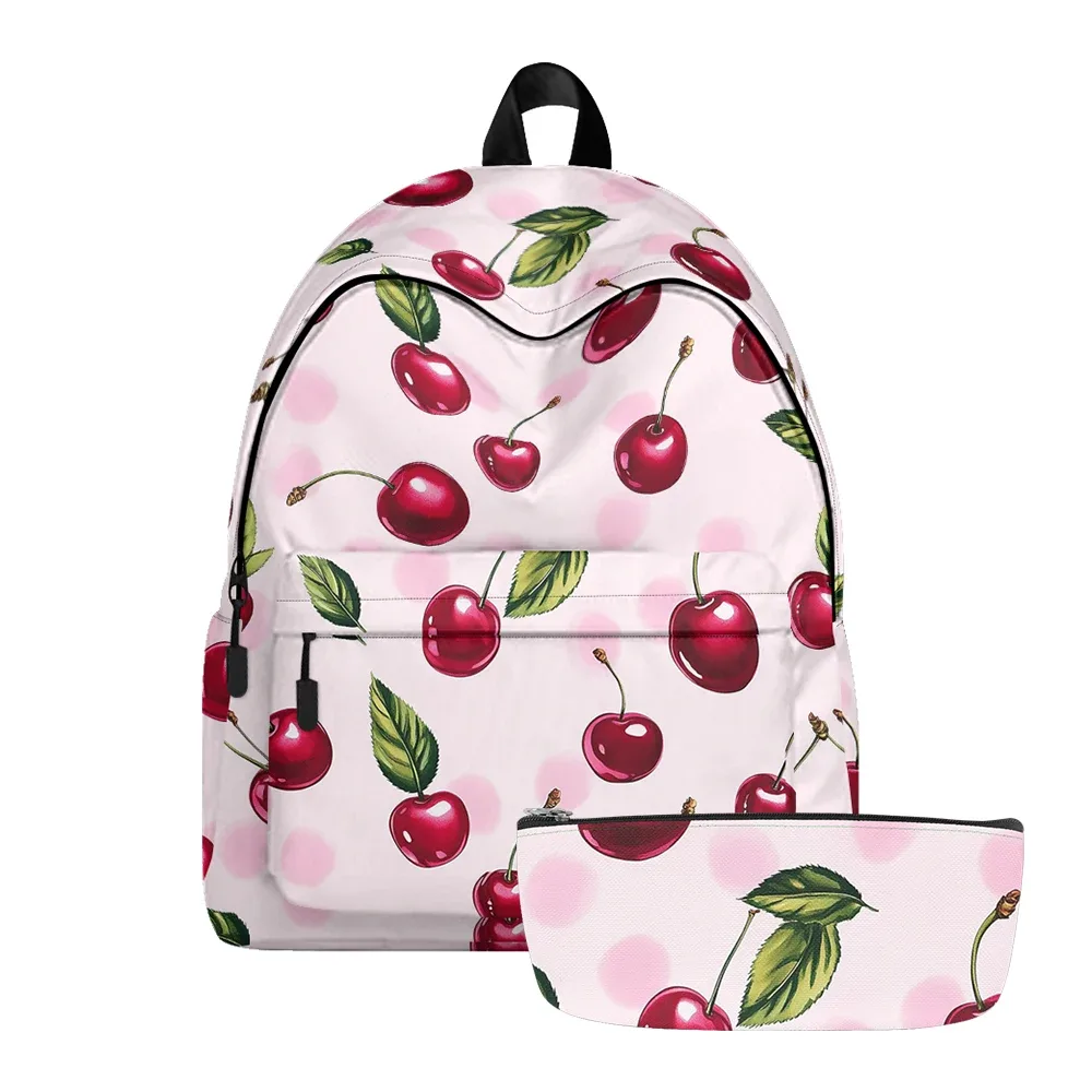 sac à dos tendance imprimé fruits, sacs à crayons, noix de coco tropicale, ananas, cerise, bretelles réglables, sac à dos de voyage scolaire pour adolescents