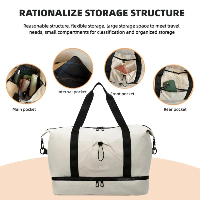 sac de voyage de grande capacité avec compartiment à chaussures indépendant, sacs de voyage adaptés au yoga, au sport, au rangement et aux week-ends