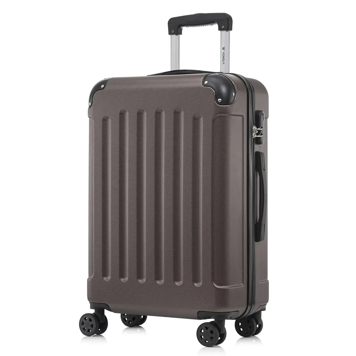 valise yonsly 16/20/24/28 pouces 4 roues 360° ° valise à roulettes robuste avec double fermeture éclair, serrure à combinaison, sac en filet, double fermeture éclair, poignée en caoutchouc souple, bagage à main