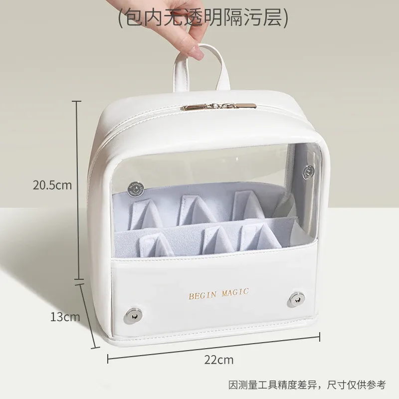 organisateur de pinceaux de maquillage transparent pliable, sac de rangement de cosmétiques de grande capacité avec conception debout, étui à cosmétiques de voyage portable