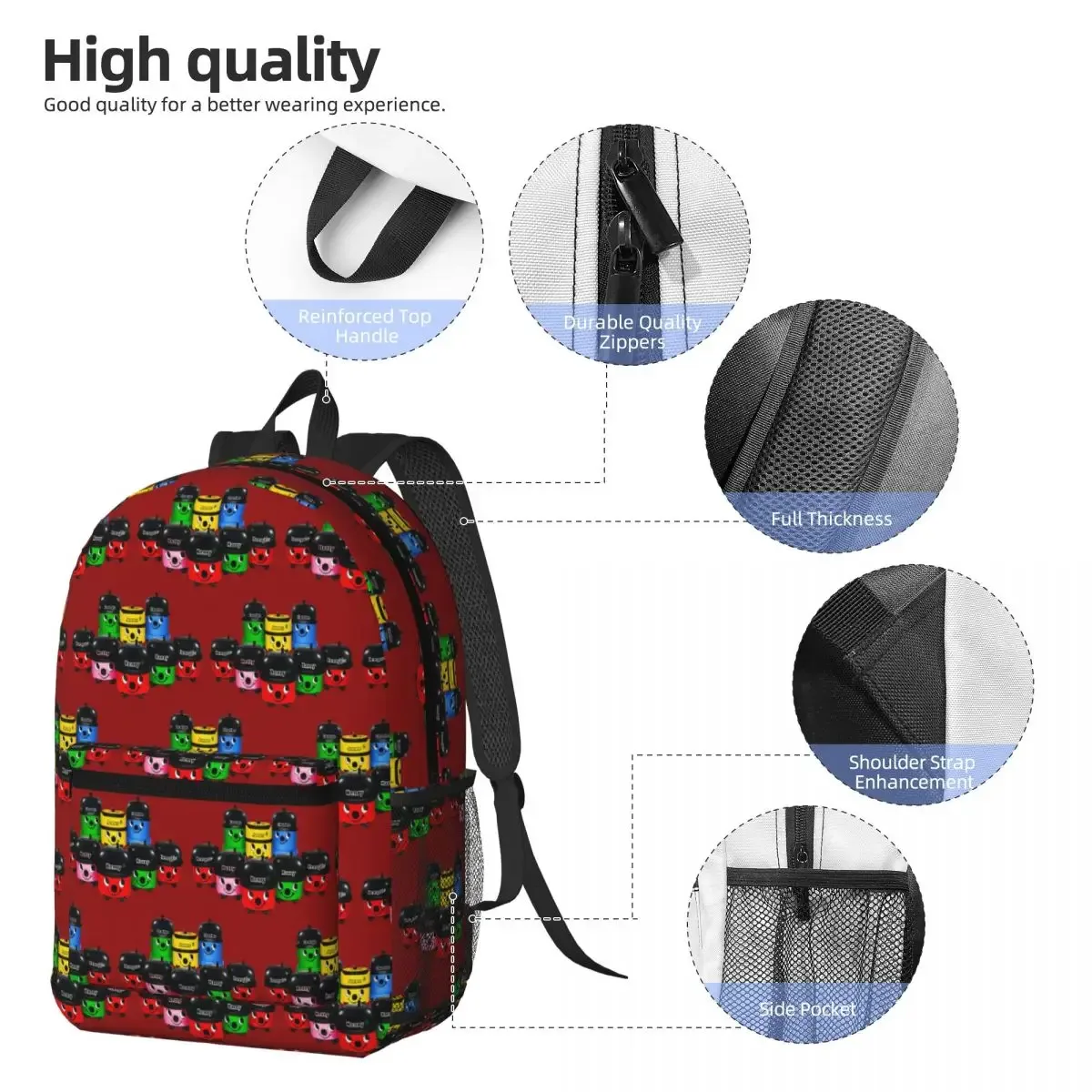 henry hoover and friends sac à dos pour étudiants, sac d'école, sac à dos de voyage pour garçons et filles, sac à bandoulière