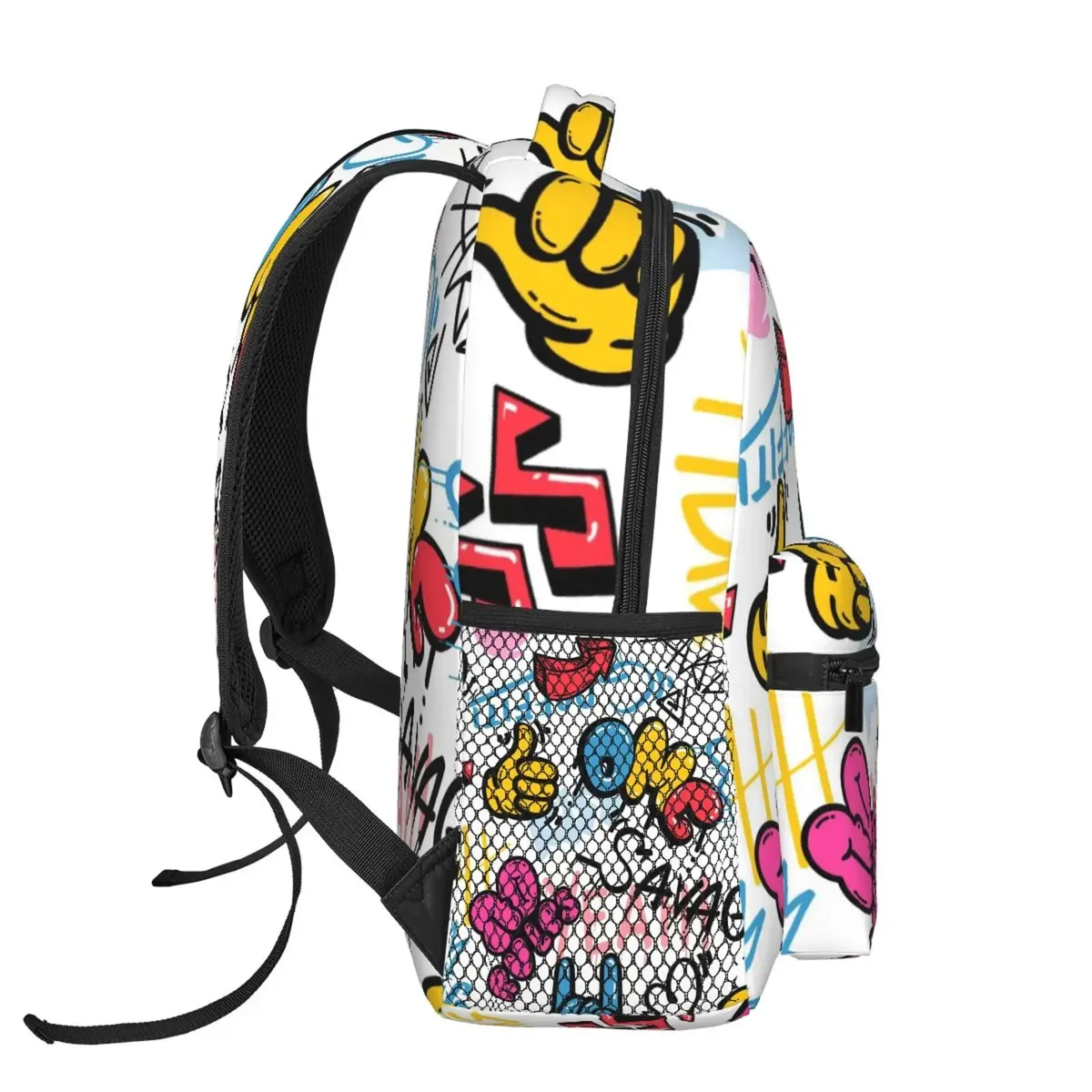 sac dos polyester imprimé graffiti omg savage symboles coeurs unisexe voyage école ordinateur portable