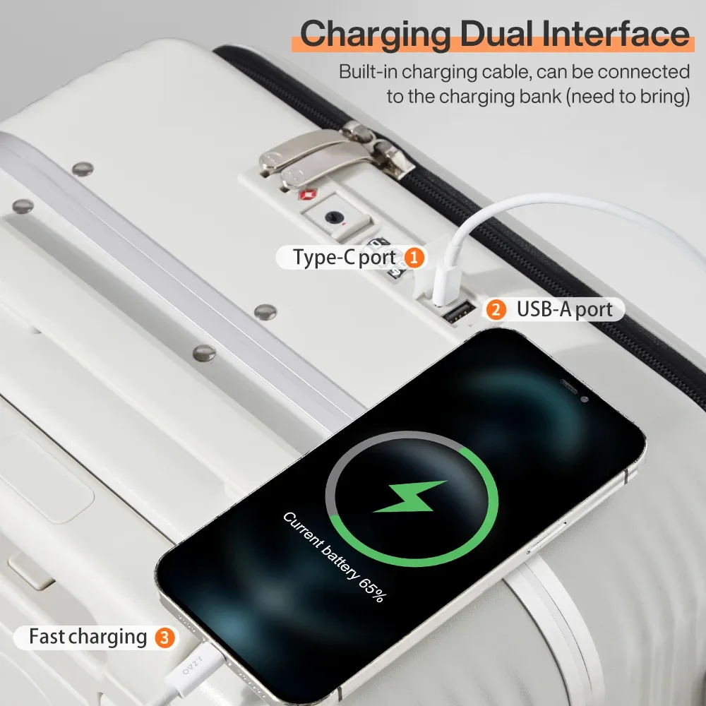 mixi nouvelle valise à cadre en aluminium bagage à roulettes avec port usb tasse de cabine d'embarquement et support pour téléphone 20 24 pouces