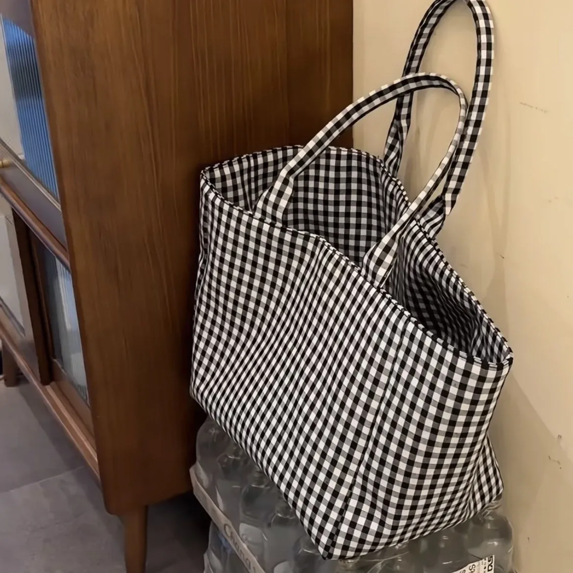 sacs fourre-tout coréens à carreaux harajuku pour femmes, sacs à bandoulière simples et polyvalents à la mode, sacs à main portables de grande capacité pour filles