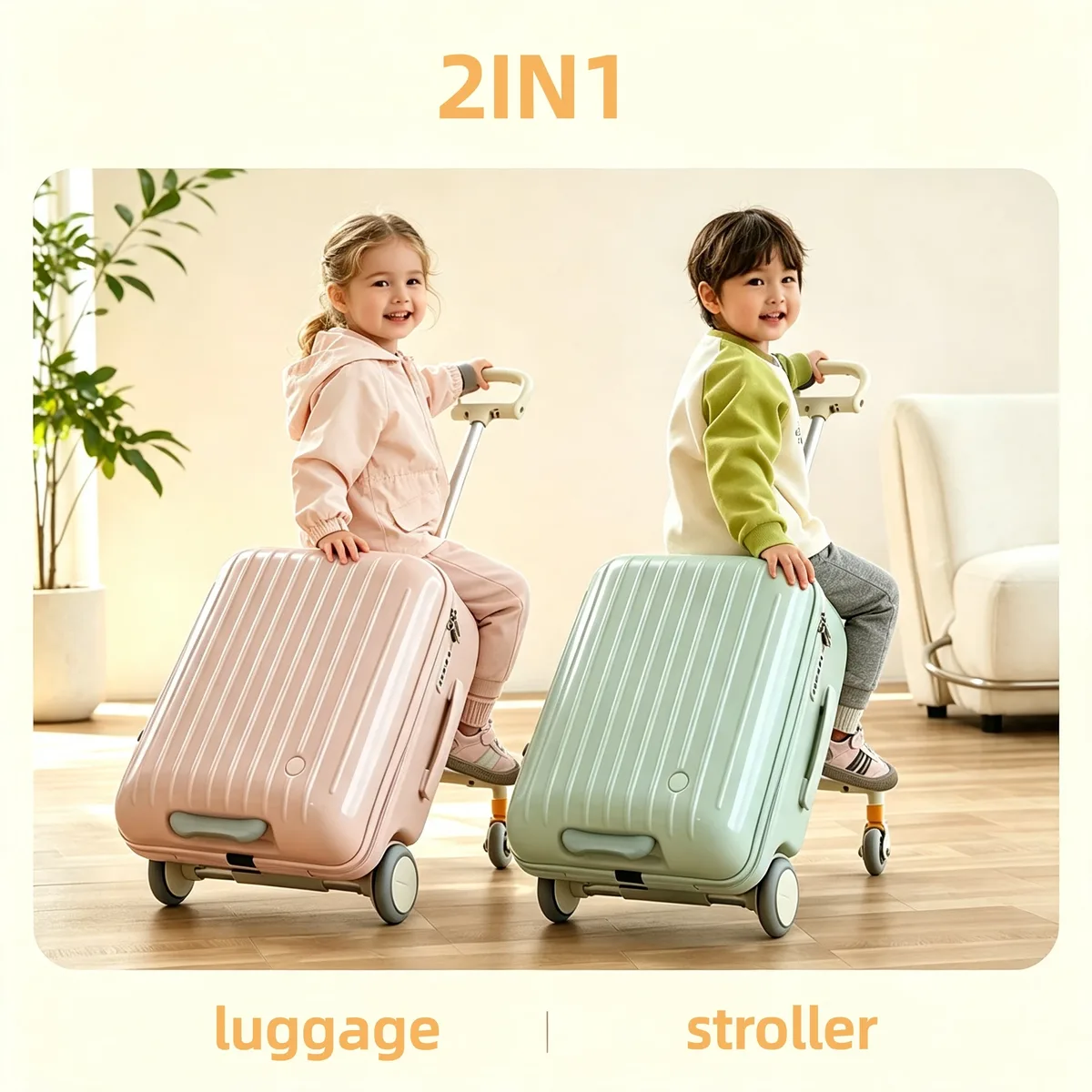 valise de voyage multifonctionnelle pour enfants, chariot à roulettes 20 pouces, bagage à main, chariot porteur pour les voyages