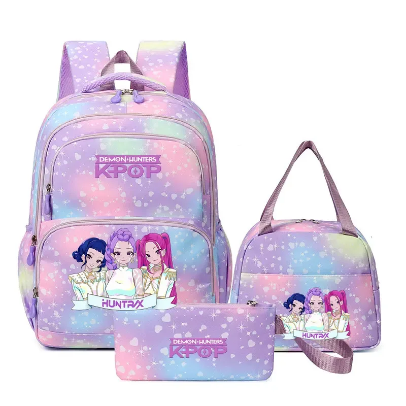 kpop demon hunters – sac à dos pour ordinateur portable pour filles, 3 pièces, sac à dos huntr/x pour adolescents, garçons et femmes, mochila de voyage pour usage quotidien