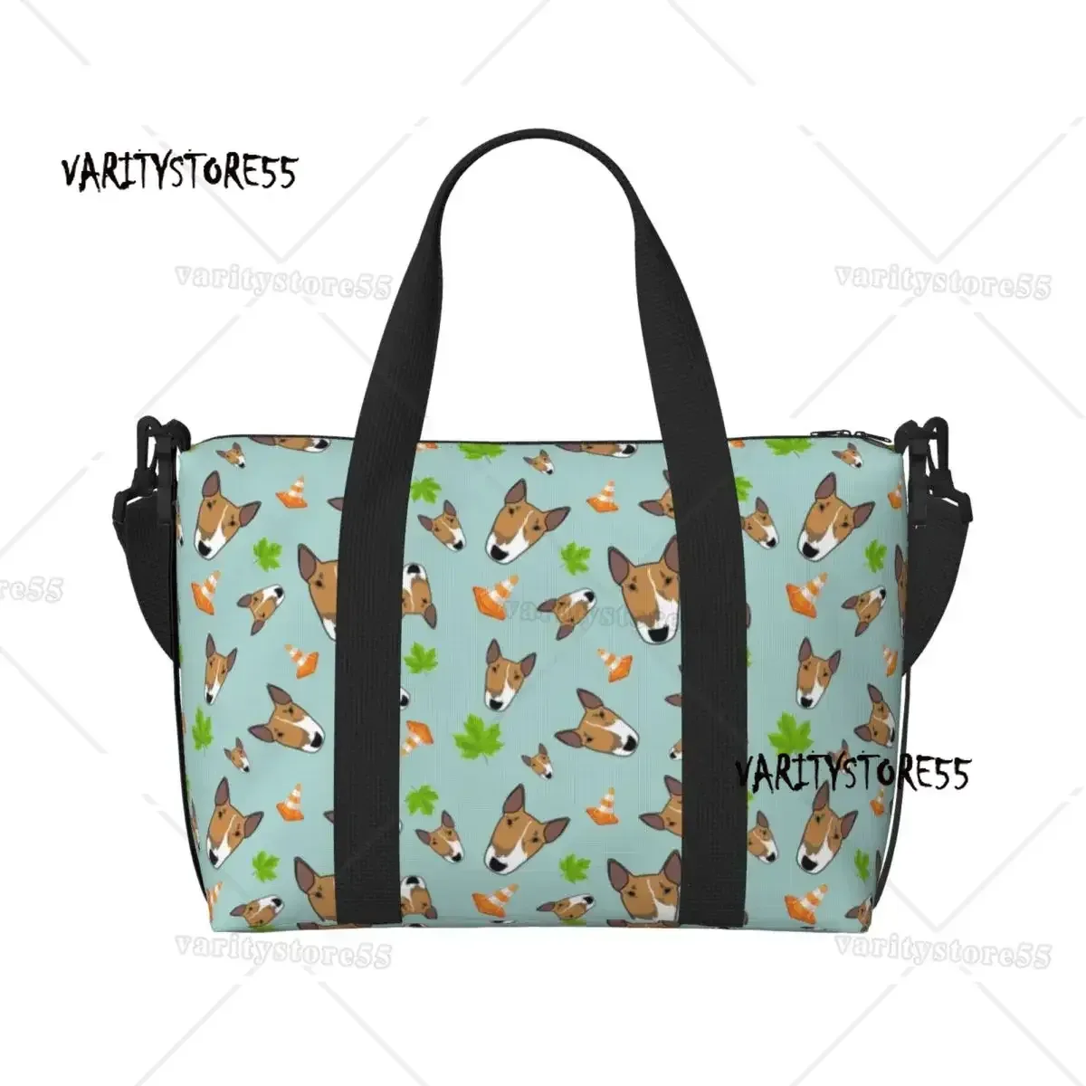 sac fourre-tout personnalisé à motif répété de chien bull terrier pour femmes, sac de voyage à bandoulière de grande capacité pour animaux de plage et de gymnastique