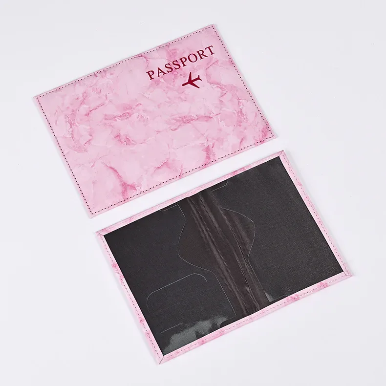 couverture de passeport à motif de marbre couleur macaron, porte-documents ultra-fin, porte-passeport de voyage, couverture de carte d'identité, accessoires de voyage