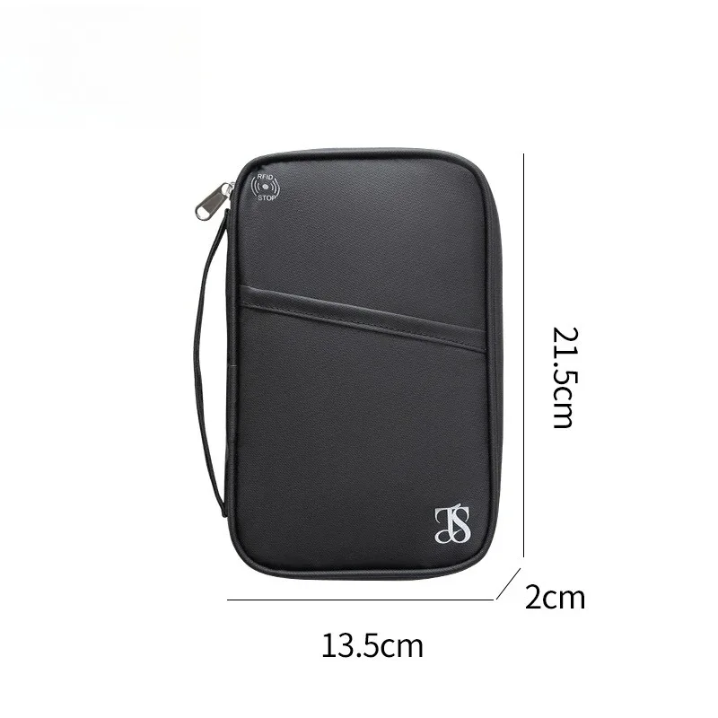 organisateur de documents de voyage avec blocage rfid, organiseur de documents multi-emplacements avec fermeture éclair, étui pour cartes de crédit en cuir pu pour hommes et femmes