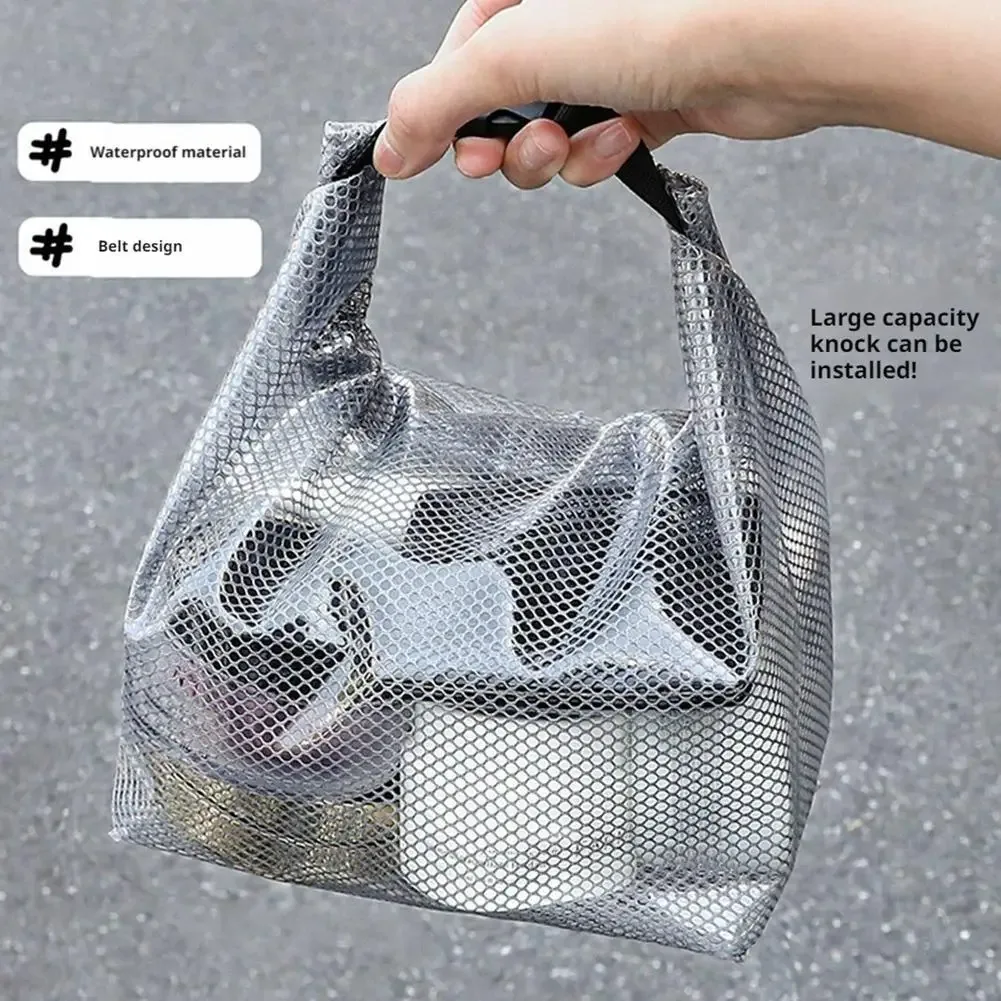 sac de maquillage en maille imperméable, organiseur de toilette portable, sac à main transparent, pochette de rangement de voyage, sac fourre-tout pliable multifonctionnel