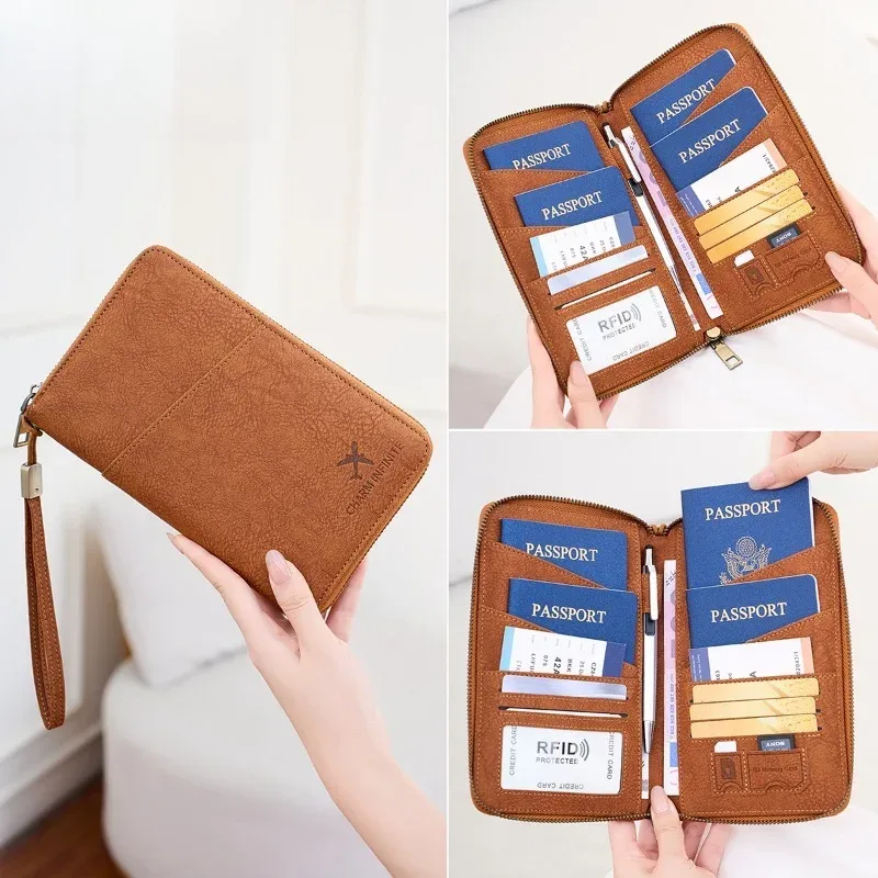 portefeuille de voyage multifonctionnel, organisateur vertical avec pochette pour passeport, pour passeports, argent et cartes, minimaliste et durable, noir