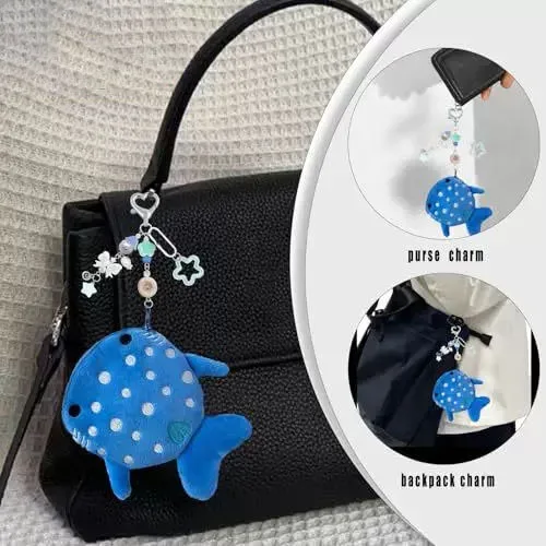 porte-monnaie en peluche mignon requin baleine dessin animé, portefeuille kawaii portable, sac à monnaie, organiseur de clés et écouteurs, pochette zippée