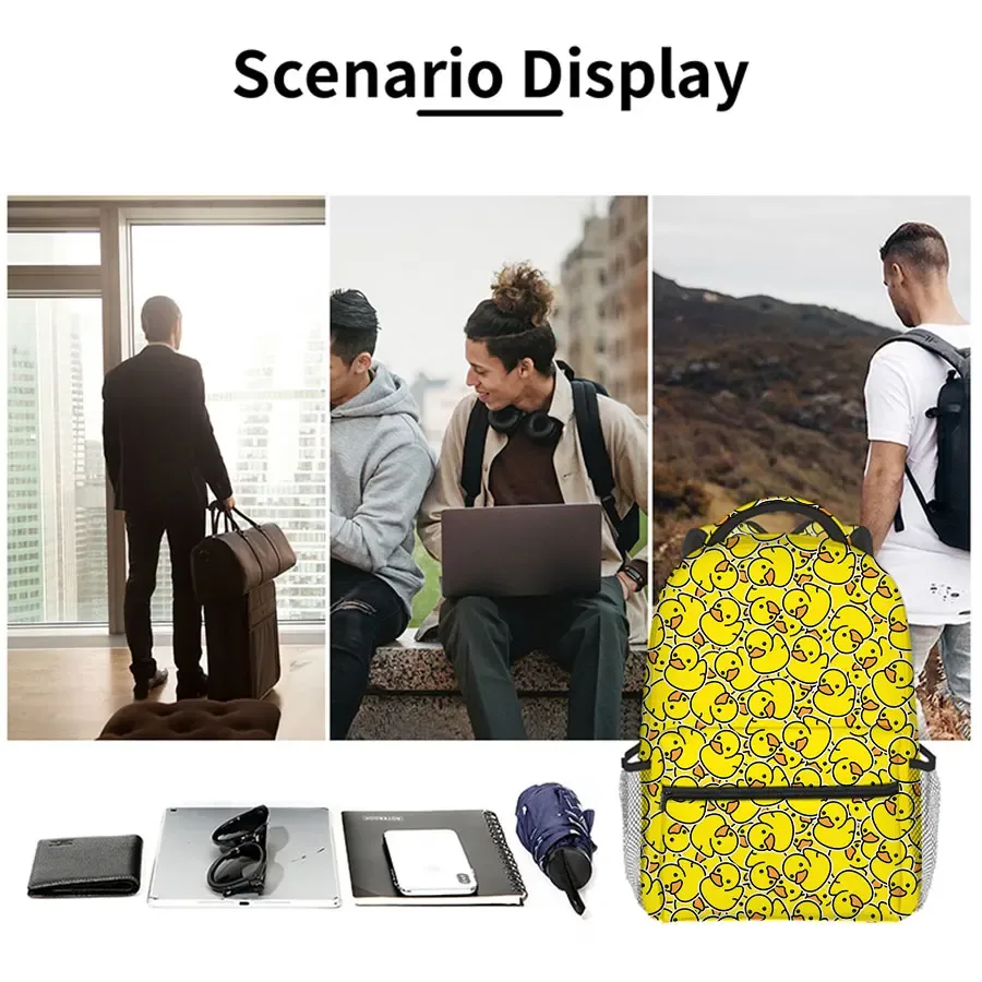 meilleurs cadeaux pour garçons et filles, sac à dos scolaire en forme de canard jaune 2d, dessin animé, doublure en polyester imperméable, design élégant et tendance pour enfants