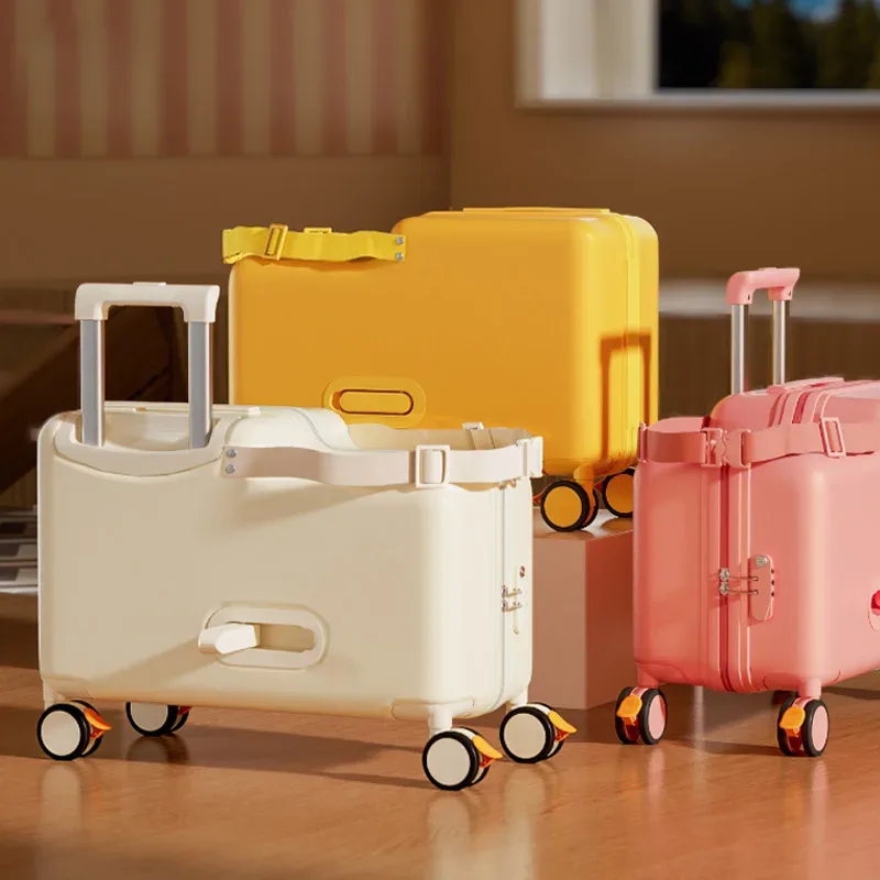 Bagages, les enfants peuvent s'asseoir, monter et descendre, valise, chariot, roue universelle, frein, sac de voyage