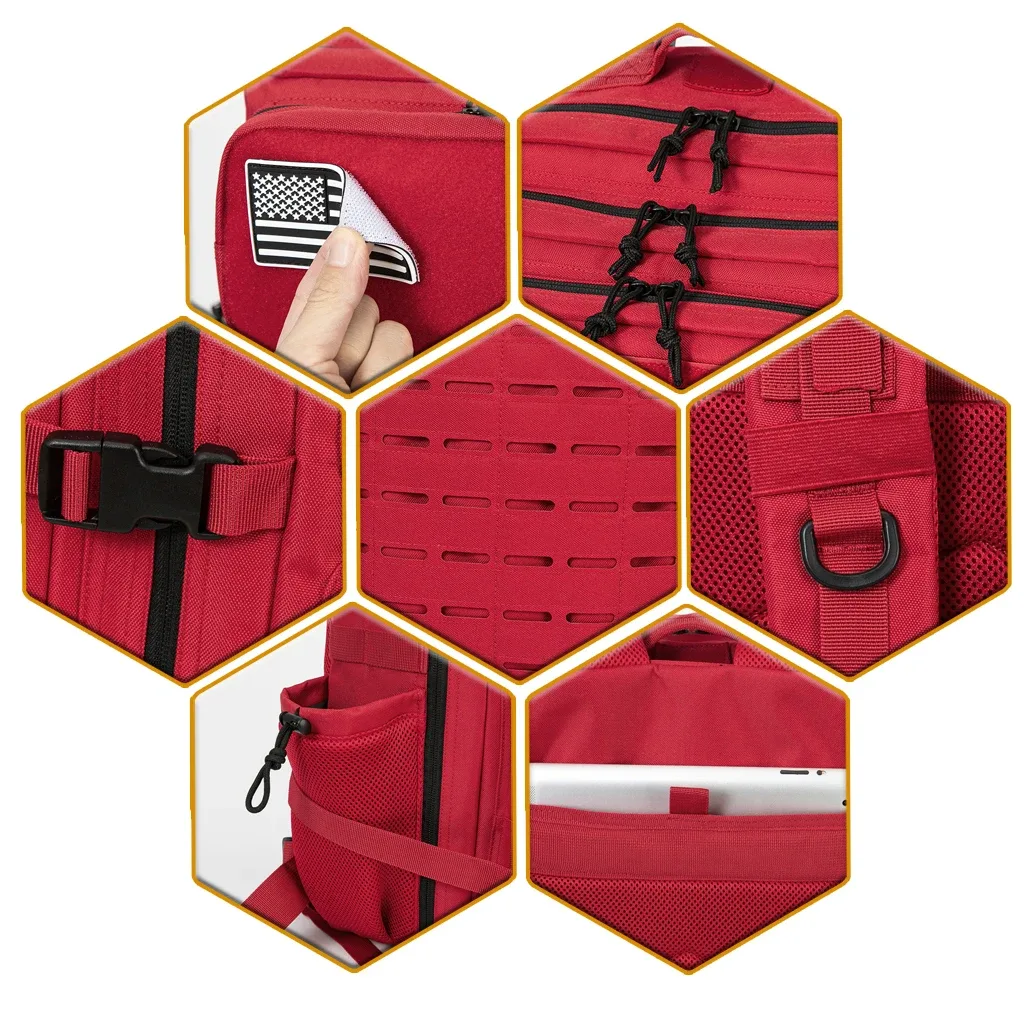 sac à dos tactique robuste 25l/45l pour hommes et femmes, idéal pour la gym, l'école, le camping, les voyages et les trajets quotidiens, avec double porte-gobelets