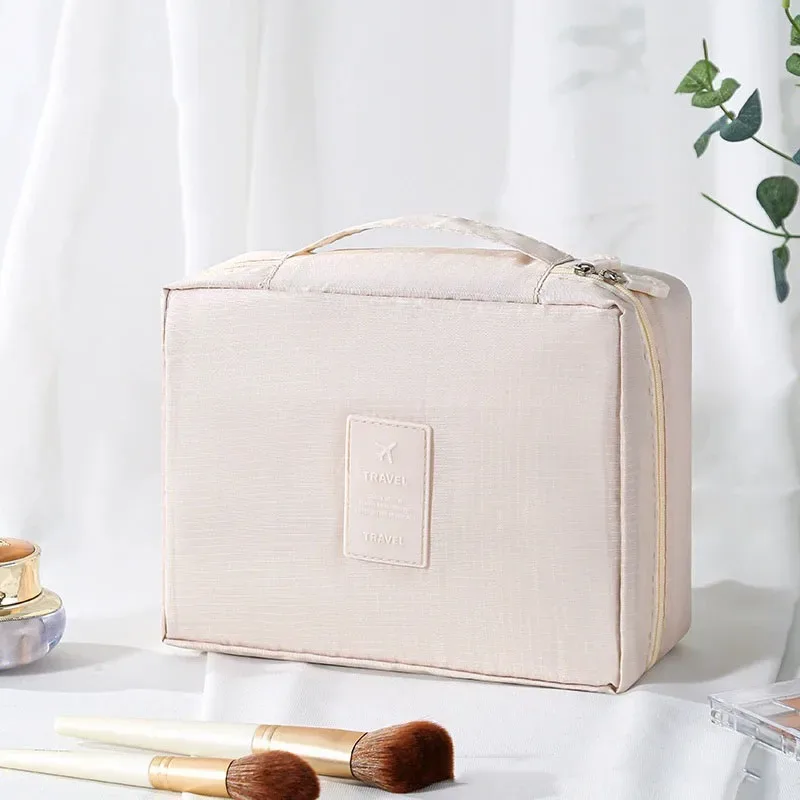 trousse de toilette de voyage à imprimé floral, organiseur de cosmétiques imperméable avec poignée pour femmes et filles