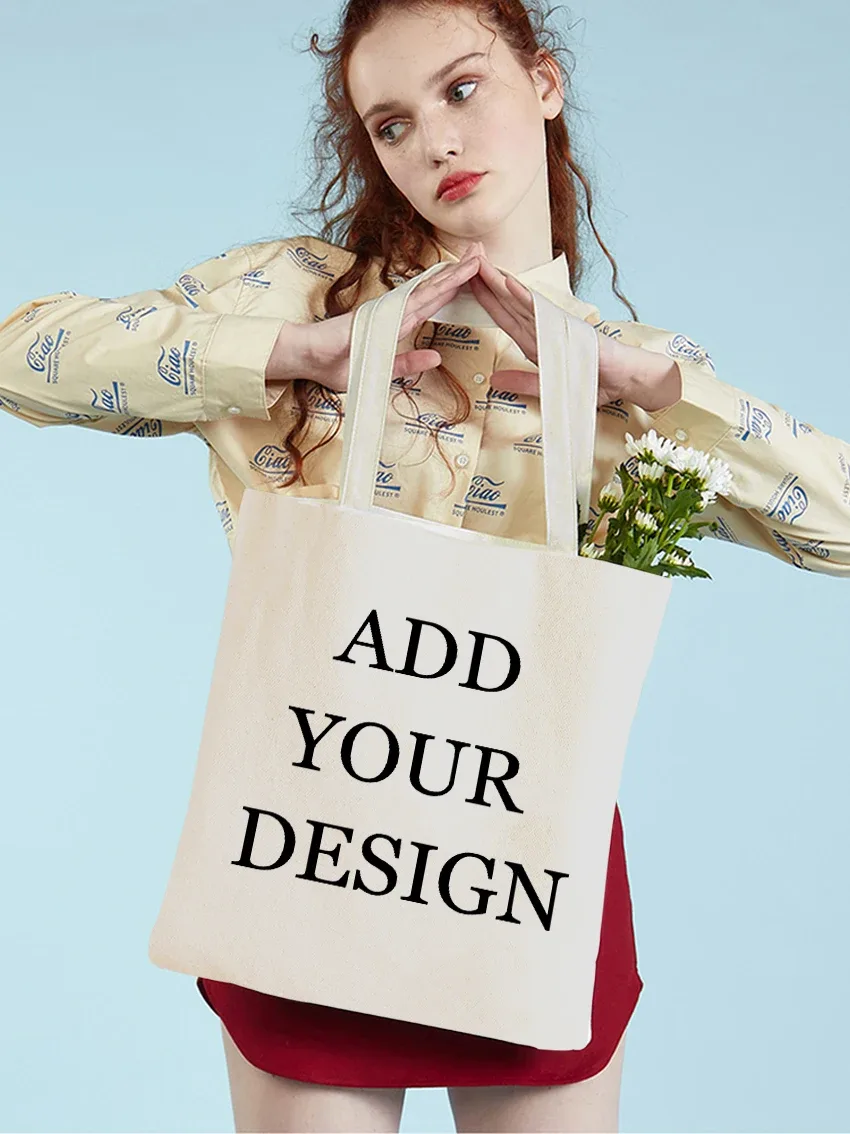 sac fourre-tout personnalisé pour femmes, avec logo imprimé, personnalisé de vos images, sacs à bandoulière de shopping en toile à la mode, livraison directe