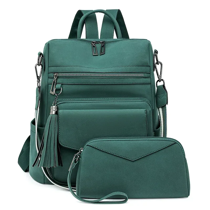 sac à dos en cuir pu pour femmes, imperméable, antivol, grand sac à dos de voyage rétro pour collège, sac à bandoulière avec pompon, 2025