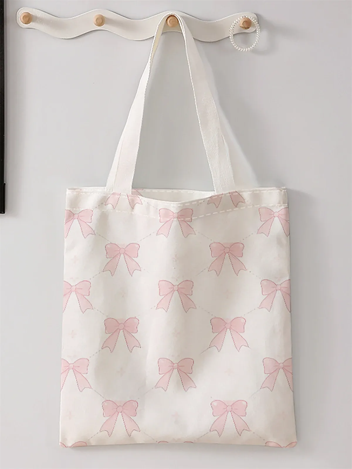 sac à main décontracté imprimé motif nœud, sac à dos réutilisable et tendance, sac à main multifonctionnel, sac de shopping en toile