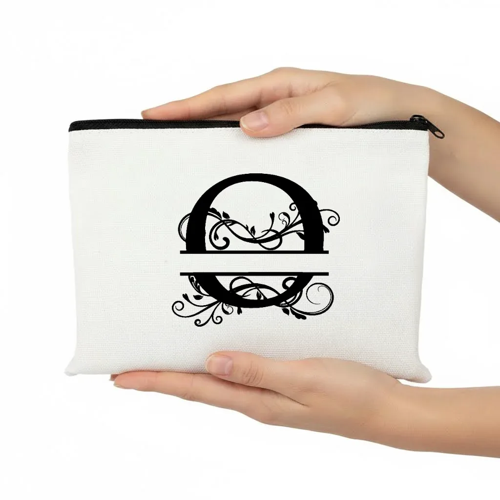 1pc trousse de maquillage personnalisable avec monogramme - pochette de voyage légère, pliable et durable avec fermeture éclair et impression de lettres personnalisées