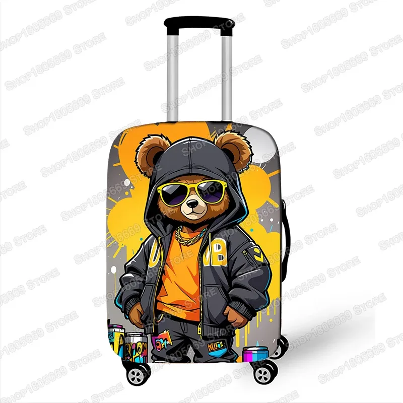 housse de bagage pour poupée ours femme, graffiti, pour voyage, femmes et hommes, accessoires de voyage, anti-poussière, élastique, valise, boîtier de chariot