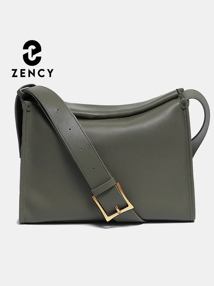 zency sac messager pour femme sac à bandoulière en cuir véritable souple sacoche poches de grande capacité sac à main vert foncé design