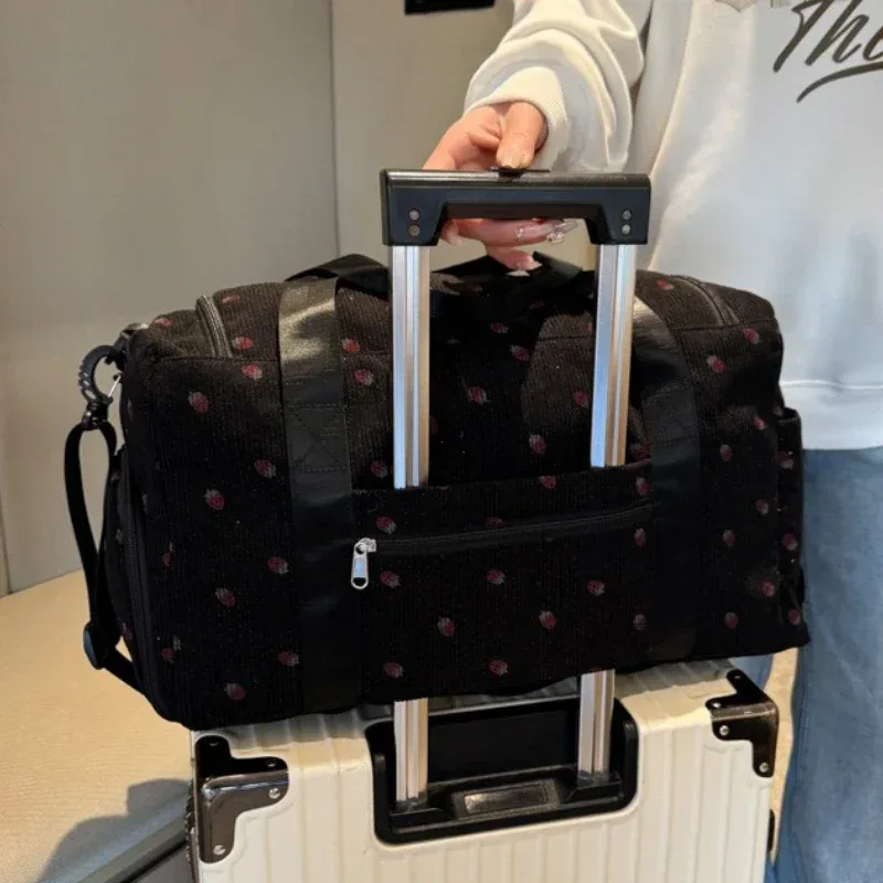 sac fourre-tout de voyage en velours côtelé, sac de voyage de grande capacité avec compartiment à chaussures, sacs de sport et de fitness pour femmes