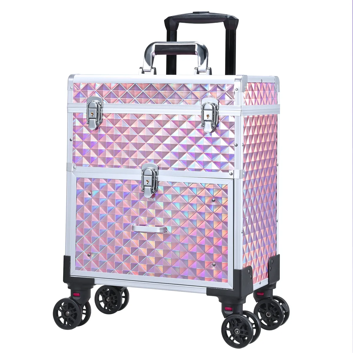 mallette de maquillage professionnelle à roulettes, chariot avec tiroir, mallette de rangement pour cosmétiques, grande mallette de cosmétologie, sac détachable