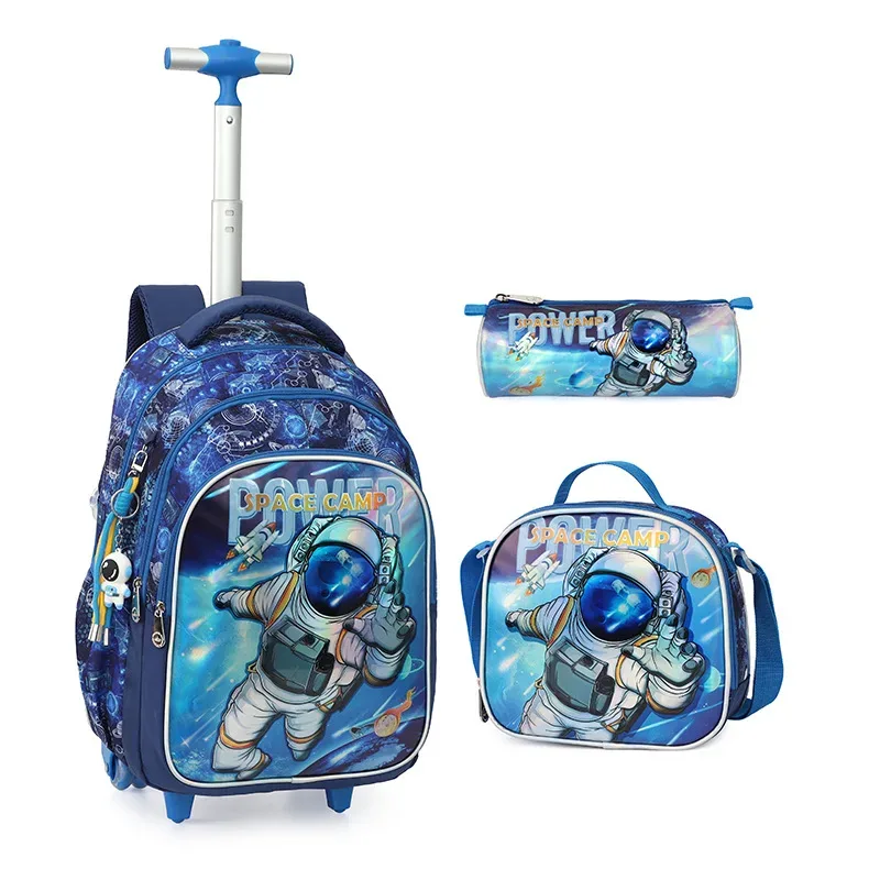 valise sacdos polyester motiffootball chaussuressport bleu roulettes facilitetransport setecolier crayoncase lunchbox thèmefootball usagevoyage scolaire