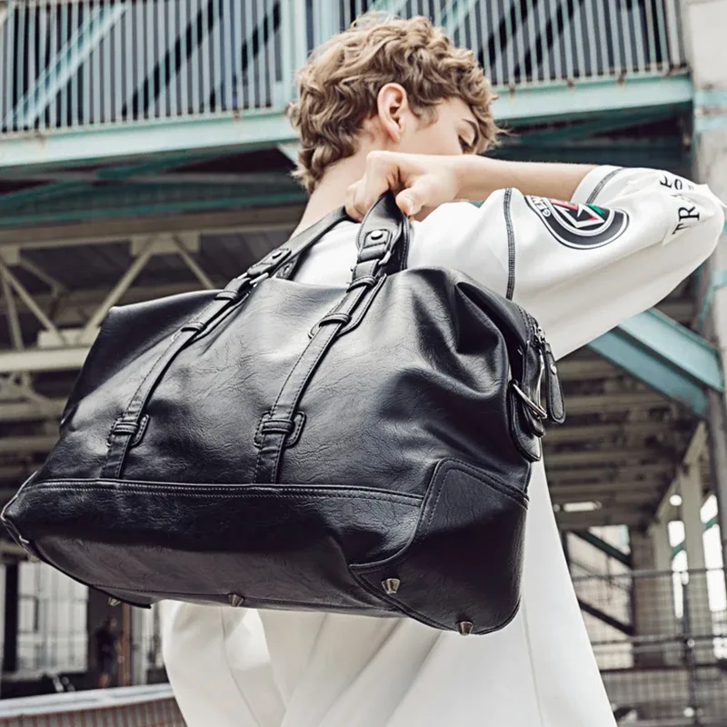 gumst hommes sac à main en cuir grande capacité sac de voyage hommes sac à bandoulière mâle voyage duffle sac fourre-tout décontracté messager sacs à bandoulière