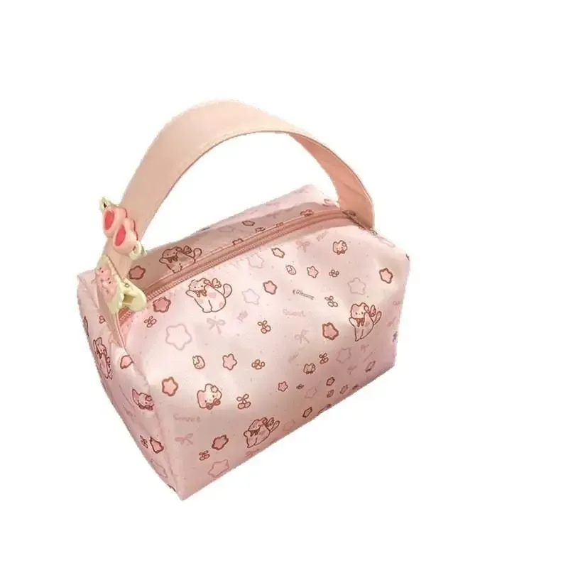 Sacs de maquillage pour chatons avec poignée, sac de rangement cosmétique souple de voyage, trousse à crayons portable à imprimé mignon, pochette de toilette, cadeau