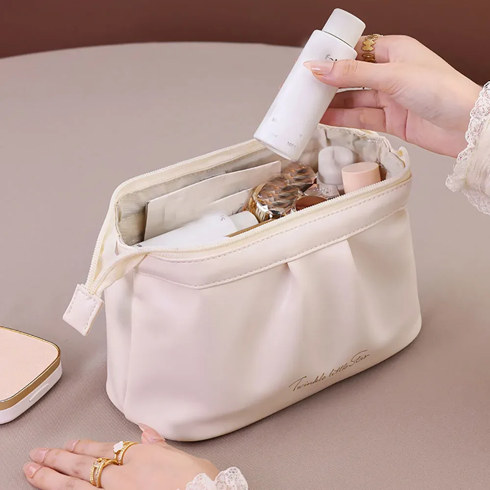 sac de maquillage étanche en pu, sac à main de grande capacité, sac à fouet avancé, sac de voyage à main, nouveau, 1 pièce, 2 pièces