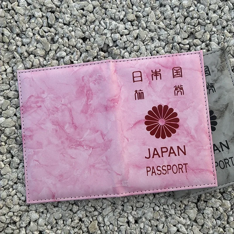 housse de passeport japonaise à motif marbré en cuir pu, porte-passeport japonais, étui de voyage pour passeports, protection pour passeports