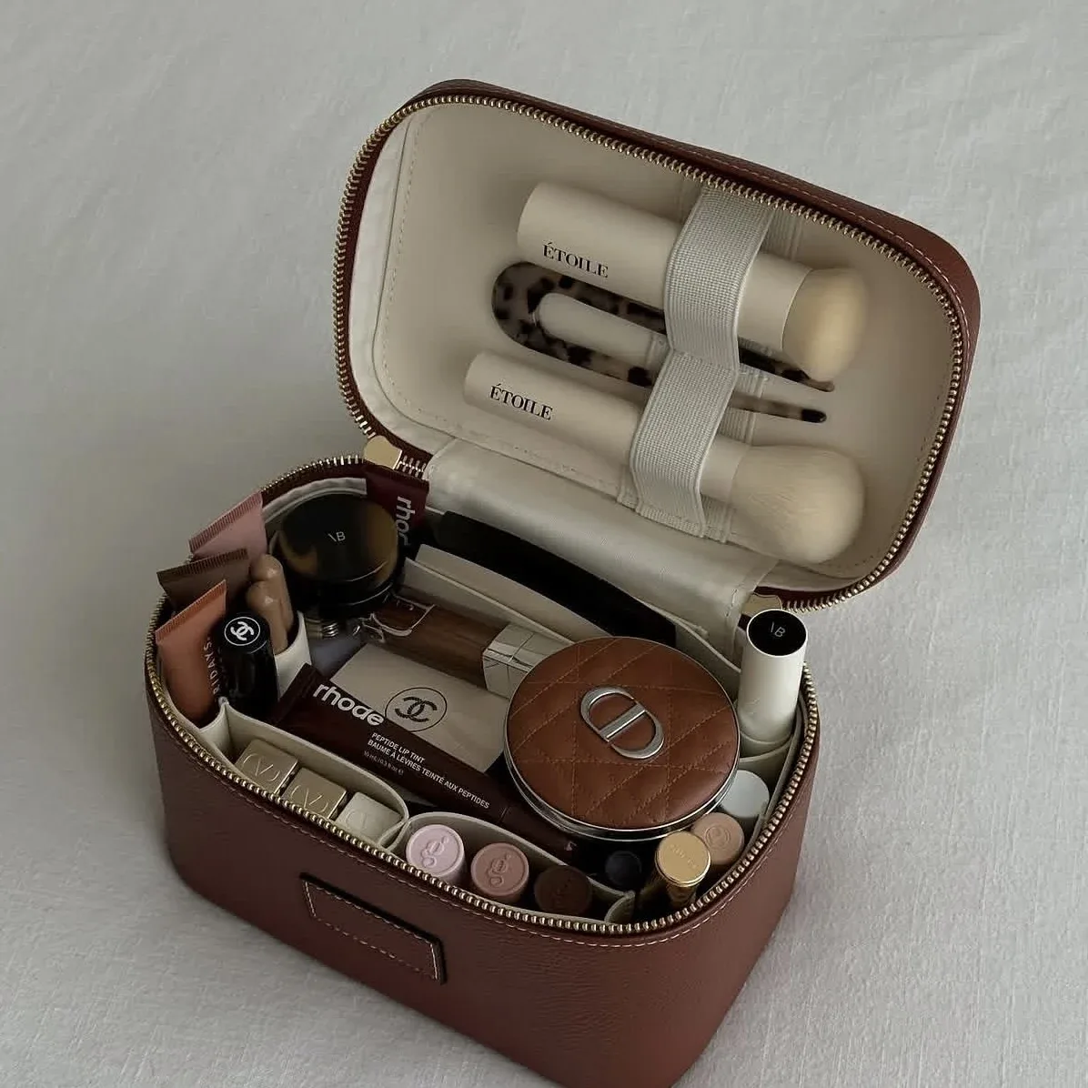 trousse de toilette de voyage personnalisable en cuir grainé pour femme, organisateur de maquillage portable suspendable, trousse de toilette cosmétique pour femme
