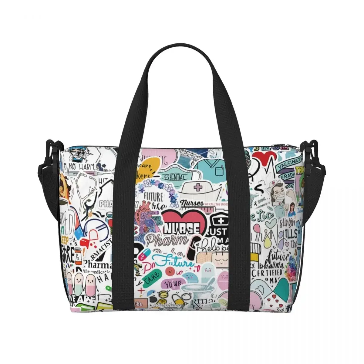 sac fourre-tout de plage pour infirmières, motif d'allaitement, pour femmes, soins de santé, grand compartiment, sacs de voyage de plage