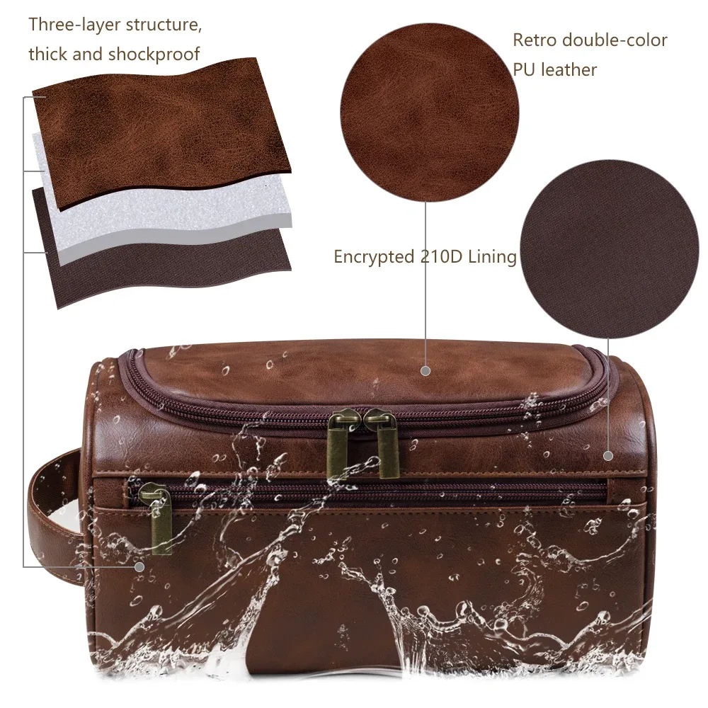 trousse de toilette en cuir avec nom personnalisable pour hommes et femmes, kit dopp, trousse de toilette suspendue pour hommes, trousse de lavage de voyage